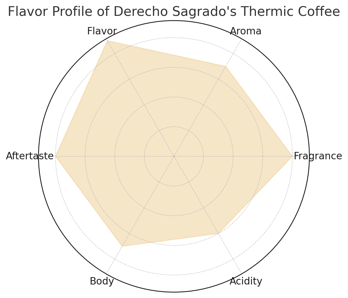 Radar chart of Derecho Sagrado's Thermic Coffee flavor profile